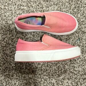 Pink platform slip ons